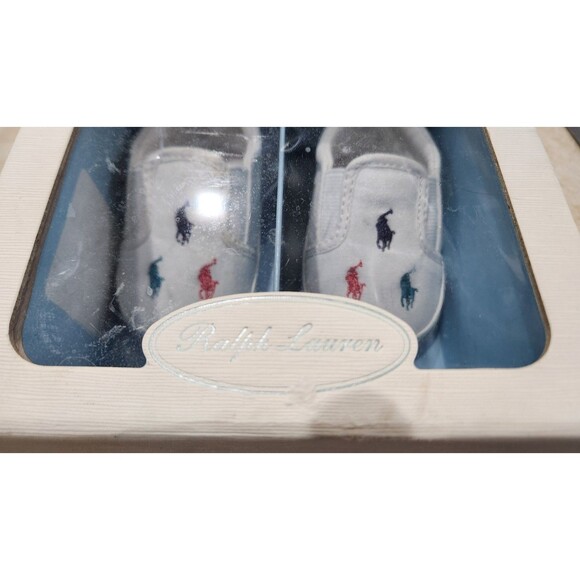 Ralph Lauren Layette Size 2 Infant Multicolor Polo Logo Tennis Shoes With Box - Picture 2 of 7